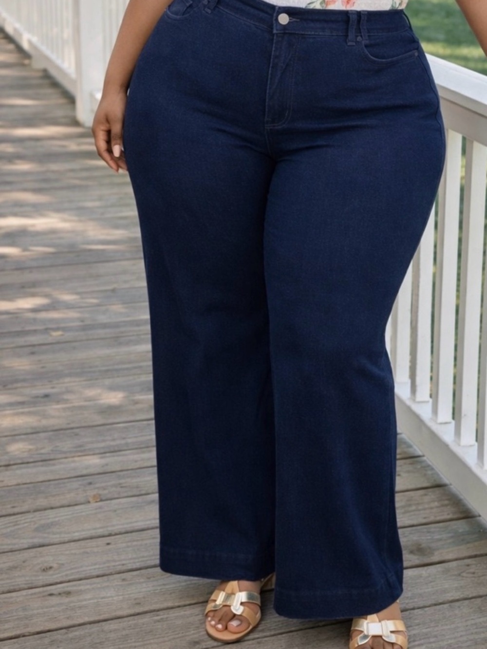NWT Ava & Viv Women’s Wide Leg Denim Jean Pants Dark Wash High Rise plus